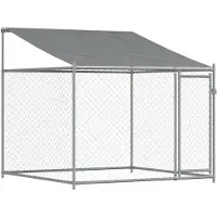 vidaXL Jaula para perros con techo y puerta, color gris, 2x2x2 metros, acero galvanizado