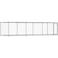 vidaXL - Jaula para perros con puerta, color gris, 6x2x1,5 m, acero galvanizado