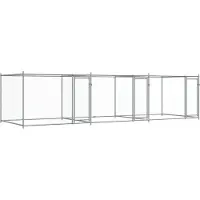 vidaXL - Jaula para perros con puertas, color gris, 6x2x1,5 m, acero galvanizado