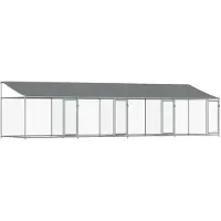 vidaXL - Jaula para perros con techo y puertas, color gris, 8x2x2 metros, acero galvanizado