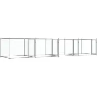 vidaXL - Jaula para perros con puertas, color gris, 8x2x1,5 m, acero galvanizado