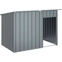 vidaXL Cabaña para perros de , color antracita, con techo, 153x91x110 cm, acero galvanizado