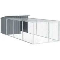 vidaXL Caseta para perros con zona de acceso, color antracita, 153x396x110 cm, acero galvanizado