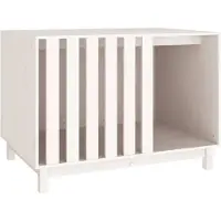 vidaXL Caseta para perros, blanca, 100x70x72 cm, madera maciza de pino