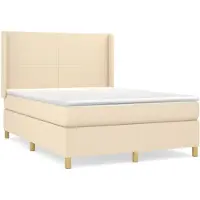 vidaXL Cama con somier y colchón de color crema, 140x200 cm, tapizada en tela