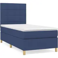 vidaXL Cama con somier y colchón azul, 100x200 cm, tapizada en tela