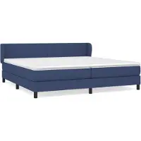 vidaXL Cama con somier y colchón, color azul, 200x200 cm, tapizada en tela