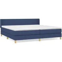 vidaXL Cama con somier y colchón, color azul, 200x200 cm, tapizada en tela
