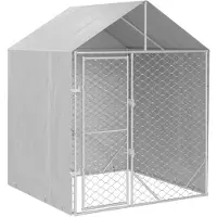 vidaXL - Jaula para perros para exteriores con techo, color plateado, 2x2x2,5 m, acero galvanizado