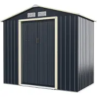 Costway , cobertizo de metal, 213x127x195 cm, cobertizo para herramientas con cerradura, casa de jardín con 4 rejillas de ventilación y puerta corredera
