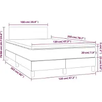 vidaXL Cama con somier y colchón de la marca , color gris oscuro, 120x200 cm, tapizada en terciopelo