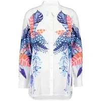 DIDI Big Blouse Panel In White With Azur Fusion Panel Talla: 40 | Manga Larga Outlet | Mujer | Blanco
