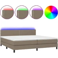 vidaXL Cama con somier y colchón , con iluminación LED, color taupe, 200x200 cm, tapizada