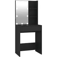 vidaXL Tocador con luces LED, color negro, 60x40x140 cm ()