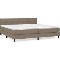 vidaXL Cama con somier y colchón , color taupe, 200x200 cm, tapizada en tela