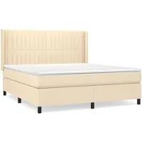 vidaXL Cama con somier y colchón de color crema, 180x200 cm, tapizada en tela
