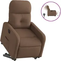 vidaXL Sillón reclinable eléctrico marrón con ayuda para levantarse, tapizado en tela