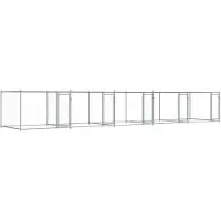 vidaXL - Jaula para perros con puertas, color gris, 10x2x1,5 m, acero galvanizado