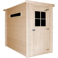 Timbela Cabaña de jardín de madera de 2,63 m², modelo M306 + M306G, ideal para guardar herramientas y bicicletas. Paredes de 19 mm, ventanas y suelo tratado con impregnante