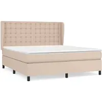 vidaXL Base de cama con somier y colchón, color marrón cappuccino, 180x200 cm, tapizado en cuero sintético