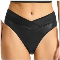 Seafolly - Women's Soleil V Front High Cut Pant - Parte inferior de bikini size 34, negro