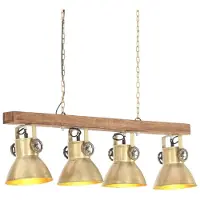 vidaXL Lámpara de techo estilo industrial, con estructura de latón, casquillo E27 y detalles en madera de mango