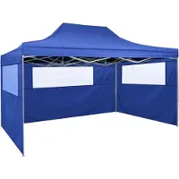 The Living Store Tienda plegable "Profi-Partyzelt" de la marca Living Store, con 3 paredes laterales, de 3x4 metros, fabricada en acero, color azul