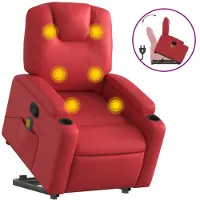 vidaXL Sillón de masaje con ayuda para levantarse, color rojo, tapizado en cuero sintético, marca