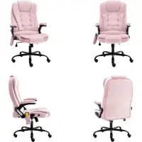 vidaXL Silla de oficina de masaje, color rosa, tapizada en terciopelo - Silla de oficina - Sillas de oficina - Silla de oficina con masaje - Sillas de oficina con masaje