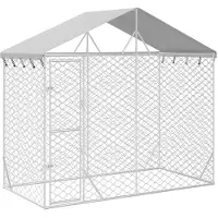 vidaXL - Jaula para perros para exteriores con techo, color plateado, 3x1,5x2,5m, acero galvanizado