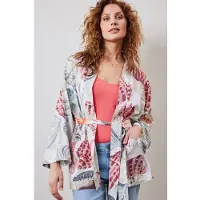 DIDI Kimono In Offwhite With Ocean Treasures Xl Print Talla: 38-40 | Albornoces Outlet | Mujer | Blanco