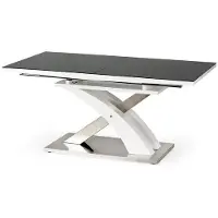 Halmar : Mesa extensible Sandor 2 - acabado negro brillante / acabado blanco brillante / acero inoxidable