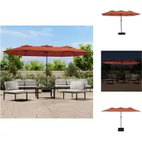 vidaXL Sombrilla doble con luces LED, color terracota, 449 x 265 cm