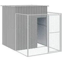 vidaXL Caseta para perros con área de juego, gris claro, 165x455x181 cm, acero galvanizado