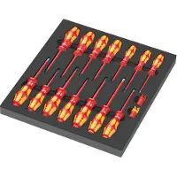 Wera 9711 Juego de destornilladores VDE, 16 piezas, con base de espuma (negro/gris, para carro de herramientas)