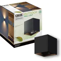 Calex Aplique LED para exterior con sensor y batería, luz hacia arriba/abajo, negra