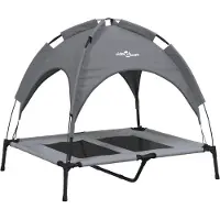 vidaXL Cama para perros con techo, color antracita, fabricada con tejido Oxford y acero