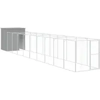 vidaXL Caseta para perros con área de juego, gris claro, 165x1067x181 cm, acero galvanizado
