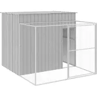 vidaXL Caseta para perros con área de juego, gris claro, 214x253x181 cm, acero galvanizado