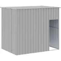 vidaXL Caseta para perros con techo, color gris claro, 214x153x181 cm, acero galvanizado