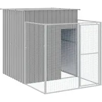 vidaXL Caseta para perros con zona de acceso, gris claro, 165x251x181 cm, acero galvanizado