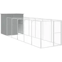 vidaXL Caseta para perros con zona de acceso, gris claro, 165x659x181 cm, acero galvanizado