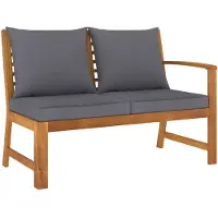 vidaXL : Banco de jardín de 114,5 cm con cojín de color gris oscuro, fabricado en madera de acacia maciza