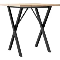 vidaXL Mesa auxiliar con estructura en forma de X, 70x70x75,5 cm, madera maciza de pino y acero