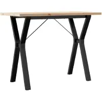 vidaXL Mesa auxiliar con estructura en forma de Y, 100x50x75,5 cm, madera maciza de pino y acero