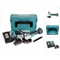 Makita DGA 504 RT1J Mini-Amoladora inalámbrica 125 mm 18 V en Makpac 3 + 1x Batería BL 1850 + Cargador DC 18 RC