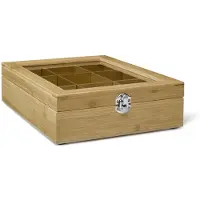 Bredemeijer Caja De Té 9 Compartments With Window Bamboo Natural