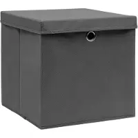 vidaXL : Juego de 4 cajas de almacenamiento con tapa, 28x28x28 cm, color gris