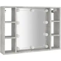 vidaXL Espejo con armario LED, color gris cemento, 76x15x55 cm