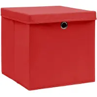 vidaXL : Caja de almacenamiento con tapa, juego de 4 unidades, 28x28x28 cm, color rojo